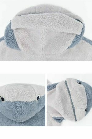 Kawaii Shark Hoodie Women's Korean Fashion Streetwear Oversized Thicken Coat