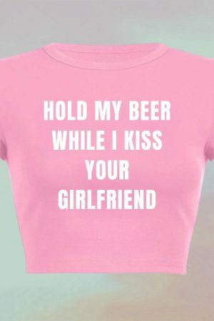 Kiss Your GF Baby Tee Funny Slogan Streetwear Y2K T-Shirt