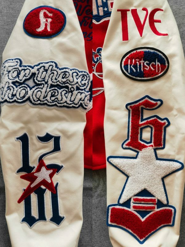 Kitsch Schoolgirl Varsity Jacket with Embroidered Patch - Y2K Streetwear Fashion