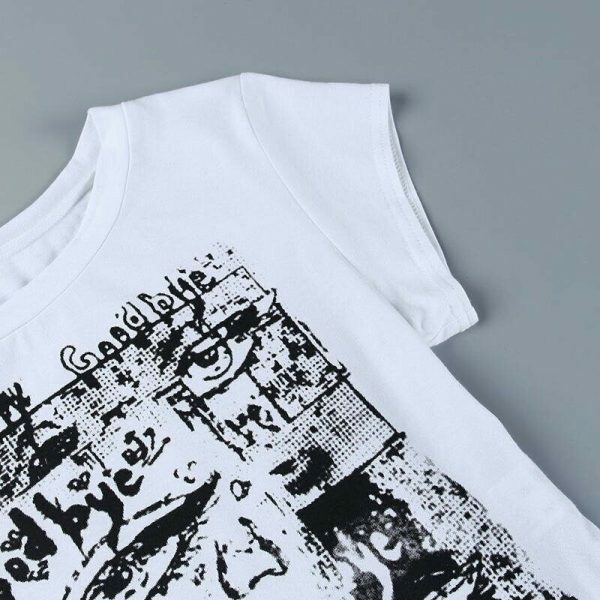 Korean Print White Crop Top | Abstract Printed T-shirt | Eye Graphic Aesthetic Streetwear Fashion | Trending Kawaii Fashion | Y2K Trash Tee

Optimized Title: Korean Print White Crop