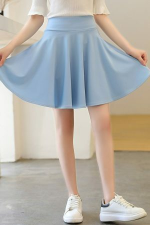 Korean Style A-Line Pleated Mini Skirt with Under Shorts