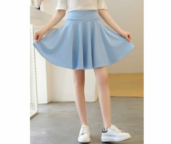 Korean Style A-Line Pleated Mini Skirt with Under Shorts