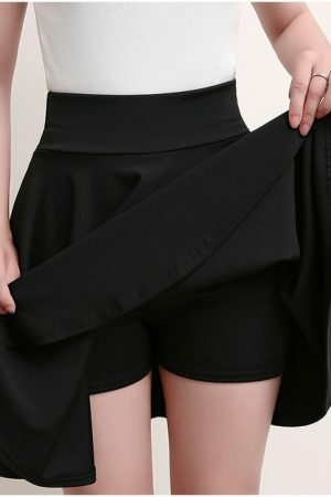 Korean Style A-Line Pleated Mini Skirt with Under Shorts