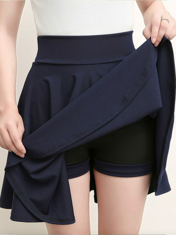 Korean Style A-Line Pleated Mini Skirt with Under Shorts