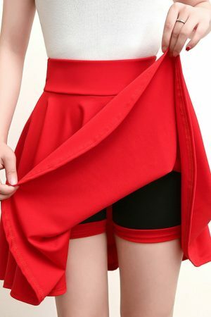 Korean Style A-Line Pleated Mini Skirt with Under Shorts