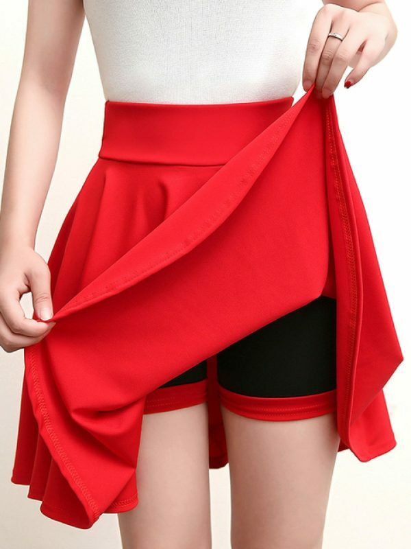 Korean Style A-Line Pleated Mini Skirt with Under Shorts