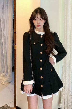 Korean Style Light Coat Dress with Belt Set - S-4XL - 3 Colors