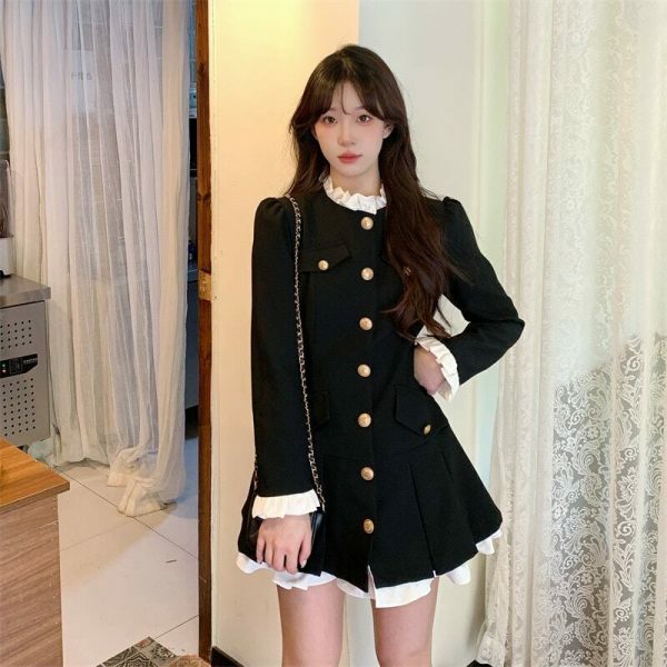 Korean Style Light Coat Dress with Belt Set - S-4XL - 3 Colors