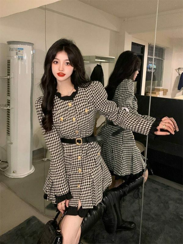 Korean Style Light Coat Dress with Belt Set - S-4XL - 3 Colors