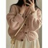 Korean Thick Knitted Cardigan Sweater | Y2K Streetwear Fashion