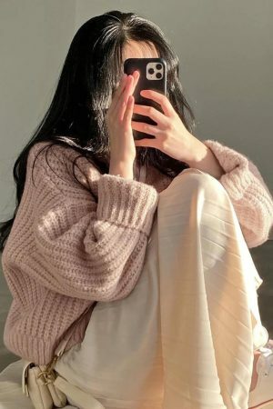 Korean Thick Knitted Cardigan Sweater | Y2K Streetwear Fashion