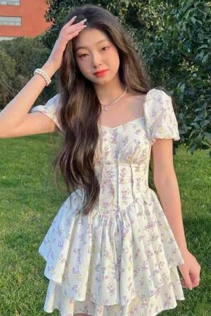 Lavender Pastel Floral Y2K Aesthetic Summer Dress