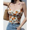 Lemon Pattern Strap Cami Crop Top - Y2K Korean French Retro Summer Blouse