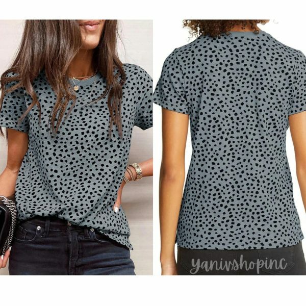 Leopard Print Streetwear Tee: Y2K Short Sleeve Blouse