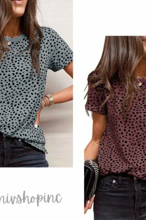 Leopard Print Streetwear Tee: Y2K Short Sleeve Blouse