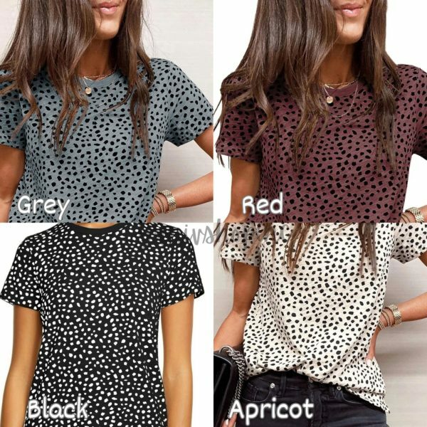 Leopard Print Streetwear Tee: Y2K Short Sleeve Blouse