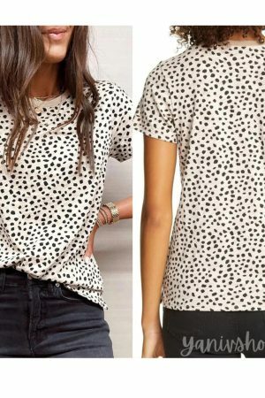 Leopard Print Streetwear Tee: Y2K Short Sleeve Blouse