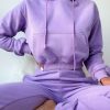 Lilac Embroidered Logo Hoodie Set: Cozy Y2K Streetwear Aesthetic