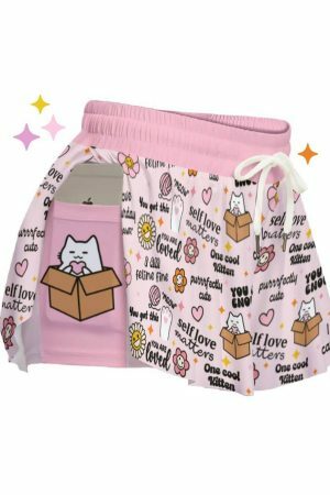 Lovecore Kitty Y2K Streetwear Shorts