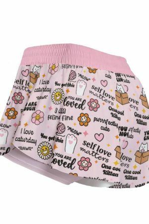 Lovecore Kitty Y2K Streetwear Shorts