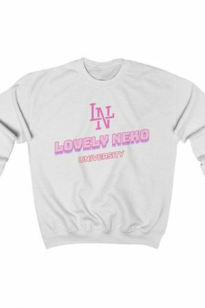 Lovely Neko University Crewneck Sweatshirt - Y2K Streetwear for Cat-Girls and Cat Lovers