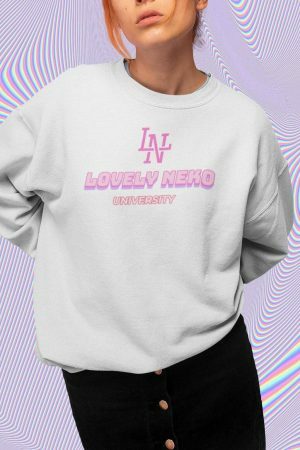 Lovely Neko University Crewneck Sweatshirt - Y2K Streetwear for Cat-Girls and Cat Lovers