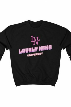 Lovely Neko University Crewneck Sweatshirt - Y2K Streetwear for Cat-Girls and Cat Lovers