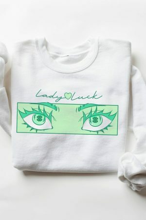 Lucky Anime Eyes Y2K Streetwear Sweatshirt - St. Patrick's Day Aesthetic