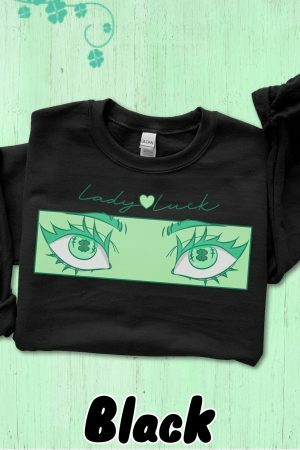 Lucky Anime Eyes Y2K Streetwear Sweatshirt - St. Patrick's Day Aesthetic