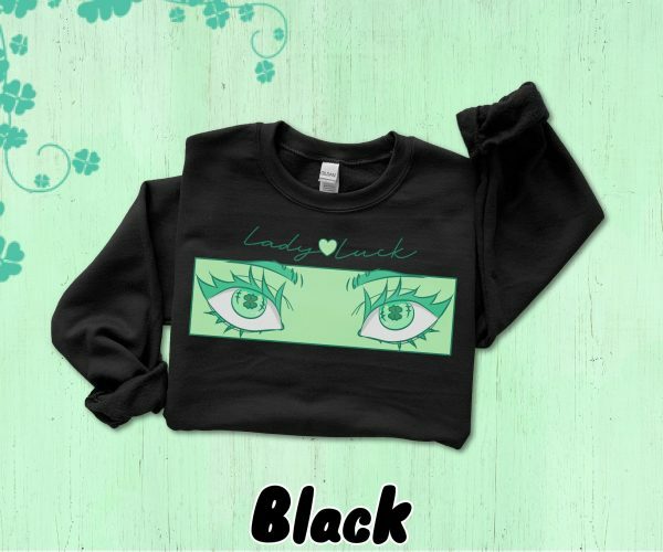 Lucky Anime Eyes Y2K Streetwear Sweatshirt - St. Patrick's Day Aesthetic