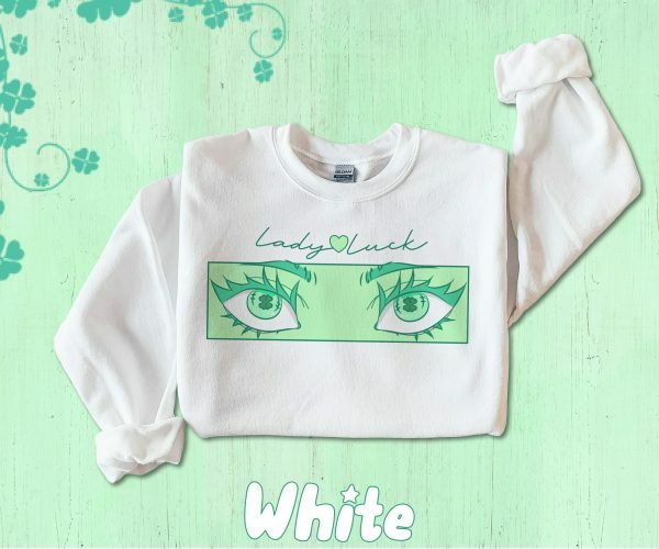 Lucky Anime Eyes Y2K Streetwear Sweatshirt - St. Patrick's Day Aesthetic