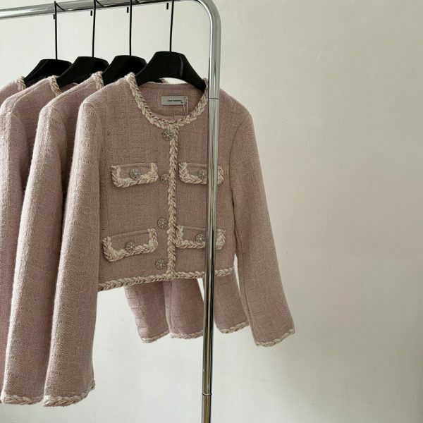 Luxury Pink Tweed Y2K Streetwear Jacket