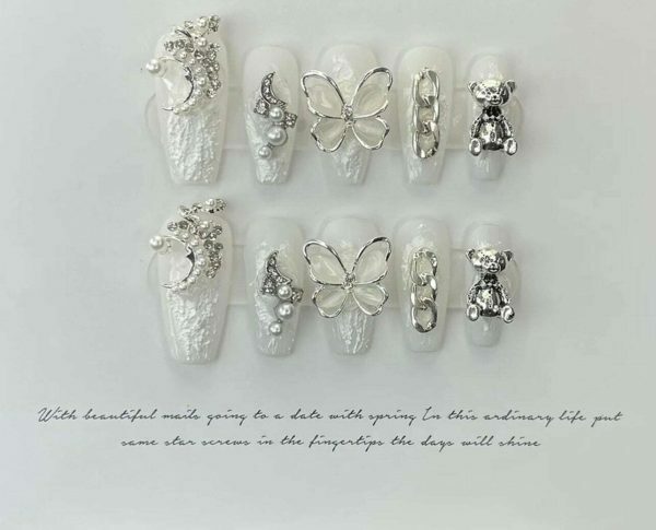 Luxury Rhinestone Coffin Press On Nails - Y2K Streetwear Manicure