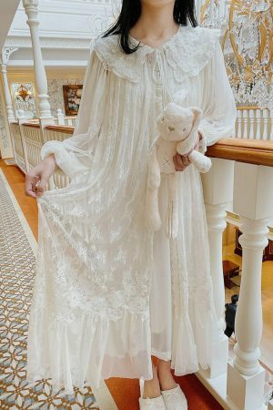 Luxury Vintage Lace Dress Set for Women, Long Nightgown for Comfortable Sleep, Ideal Valentines Day Gift, Romantic Evening Dress