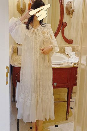 Luxury Vintage Lace Dress Set for Women, Long Nightgown for Comfortable Sleep, Ideal Valentines Day Gift, Romantic Evening Dress