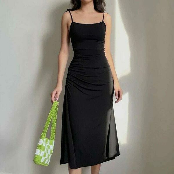 Lydia Y2K Streetwear Black Dress with Wrap Detail