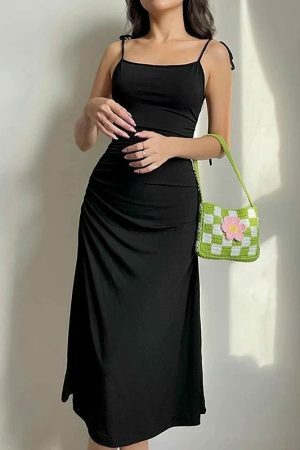 Lydia Y2K Streetwear Black Dress with Wrap Detail