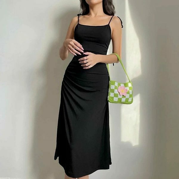 Lydia Y2K Streetwear Black Dress with Wrap Detail