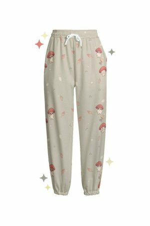 Magic Mushroom Y2K Sweatpants | Autumn Leaves Aesthetic