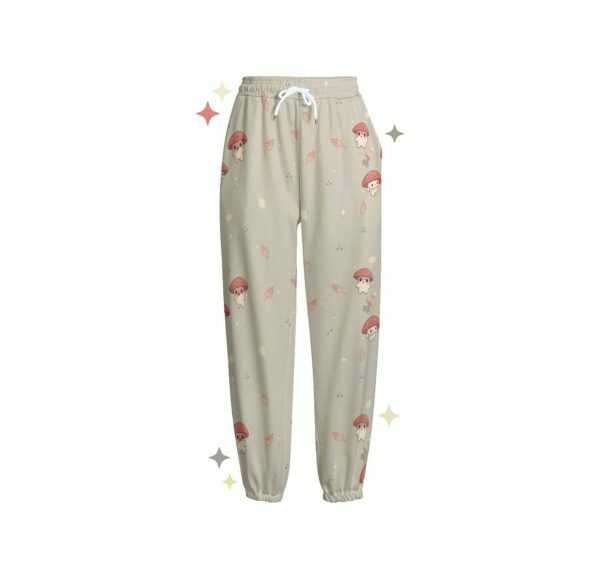 Magic Mushroom Y2K Sweatpants | Autumn Leaves Aesthetic