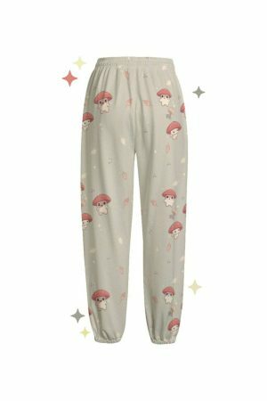 Magic Mushroom Y2K Sweatpants | Autumn Leaves Aesthetic