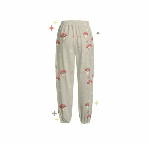 Magic Mushroom Y2K Sweatpants | Autumn Leaves Aesthetic