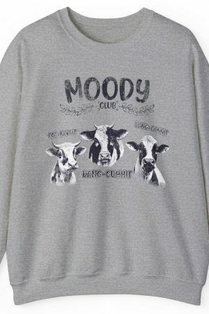 Moody Club Cow Lovers Y2K Aesthetic Sweatshirt