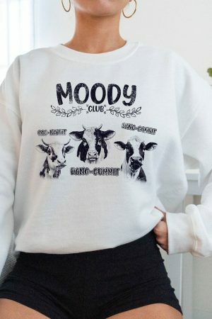 Moody Club Cow Lovers Y2K Aesthetic Sweatshirt