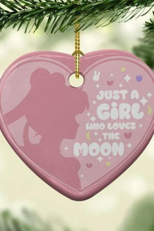 Moon Heart Shaped Décor: Y2K Aesthetic Anime Christmas Ornament