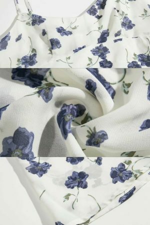 Navy Floral Midi Dress - Y2K Streetwear Aesthetic