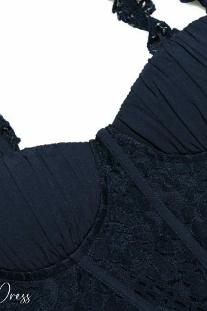 Navy Lace Corset A-Line Mini Party Dress with Boning