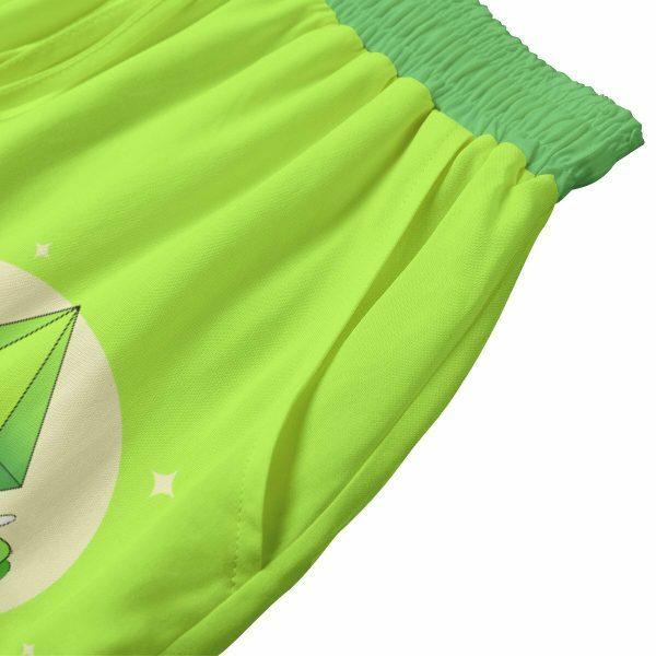 Neon Green Plumbob Boho Y2K High Waisted Pocket Shorts