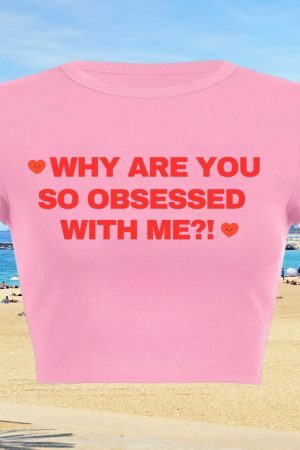 Obsessed With Me Baby Cropped Tee, Funny Slogan Y2K Aesthetic Grunge Punk Top