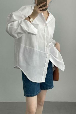 Oversized Irregular Cut Loose Fit Voluminous Sleeve Korean Streetwear Shirt